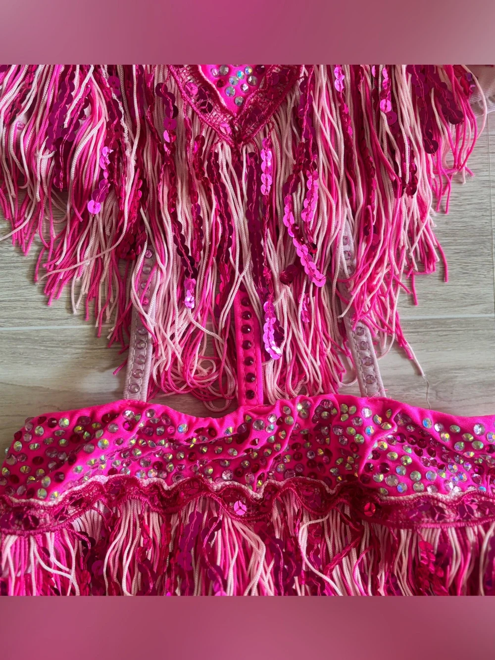 Glamour Pink Fringe Costume CXL